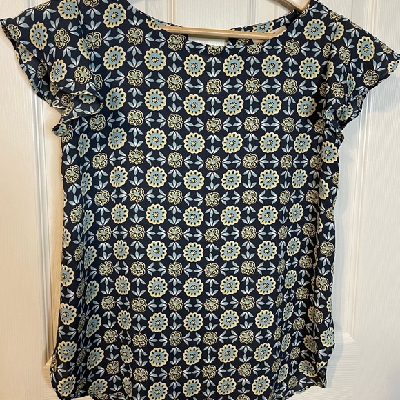 NWT LOFT Outlet blue & yellow floral blouse sz XS petite - Picture 2 of 10
